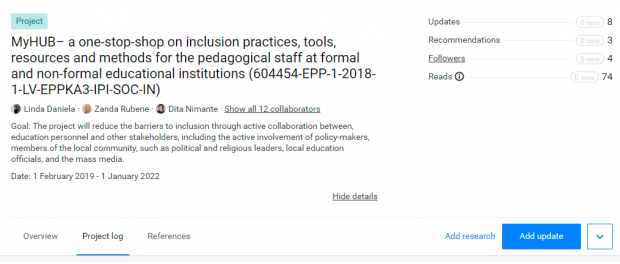 Researchgate page of MyHUB Researchgate page of MyHUB